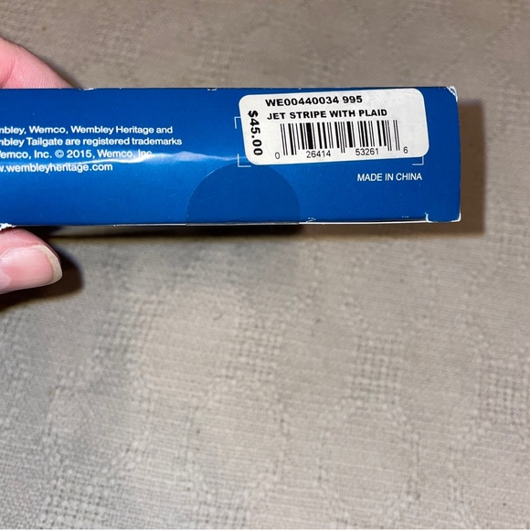 Wembley Bow Tie Set Men’s Blue Jet Gray Plaid 2 Piece - Picture 5 of 5